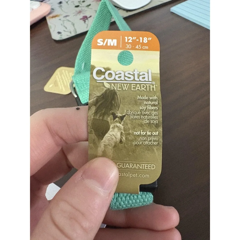 Coastal New Earth Soy Dog Collar S/M 12-18 In Green Adjustable Eco Friendly‎